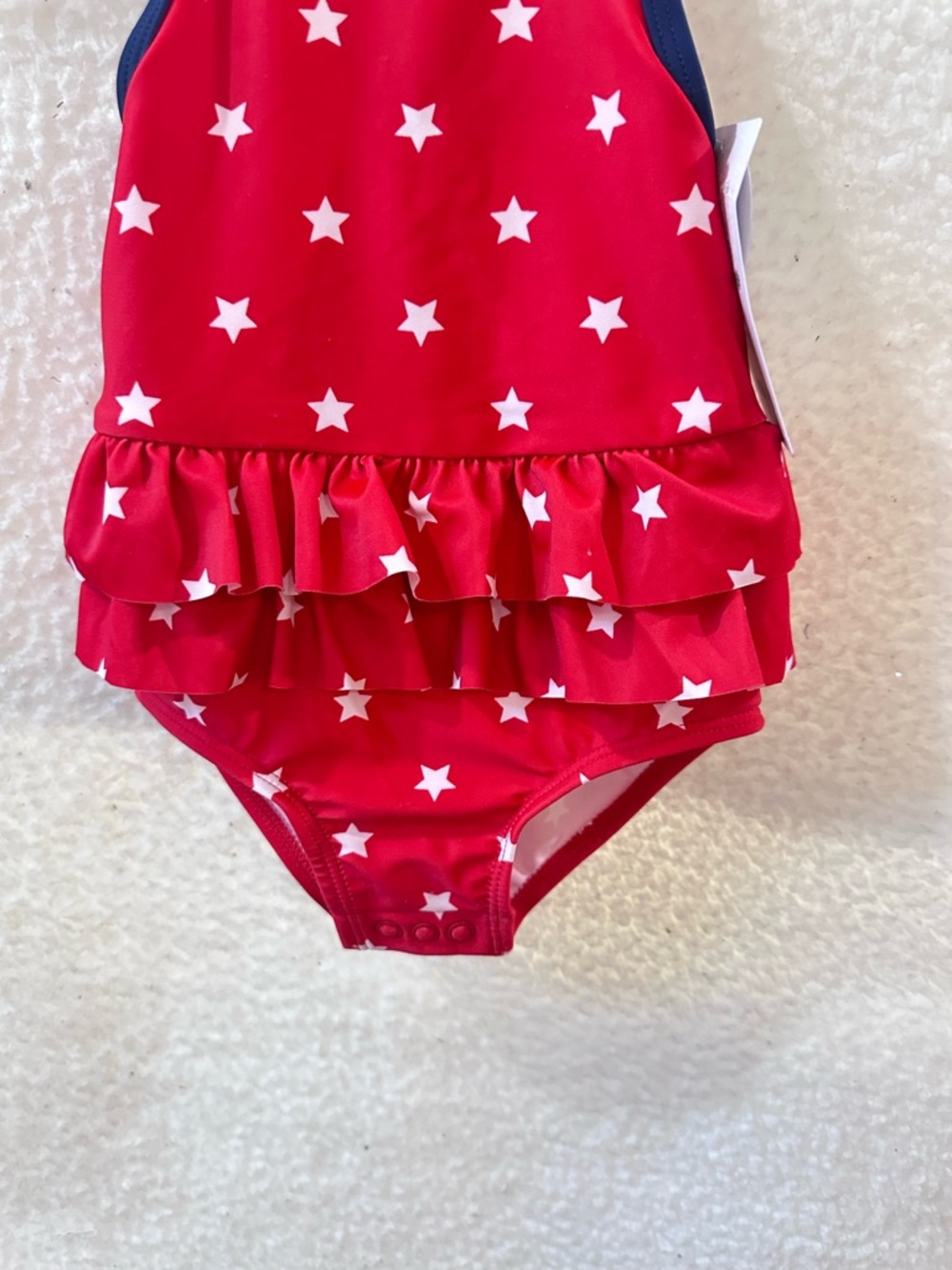 Girl’s Carter’s Red Star Ruffle One-Piece Swimsuit - Picture 5 of 9